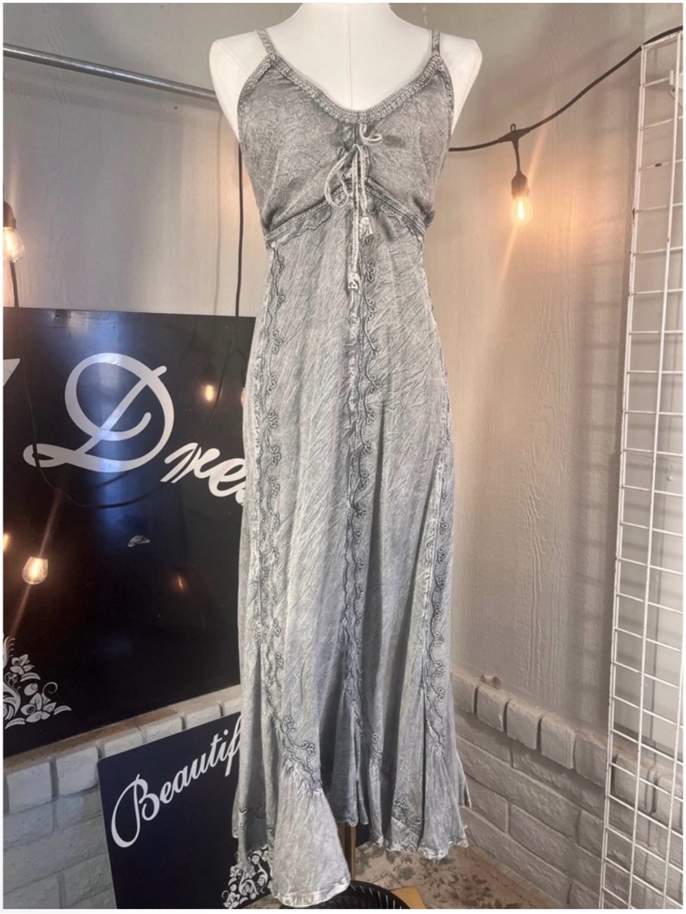 Advance Apparels Gray Sleeveless Maxi Midi  Dress with Panels 1X 2X